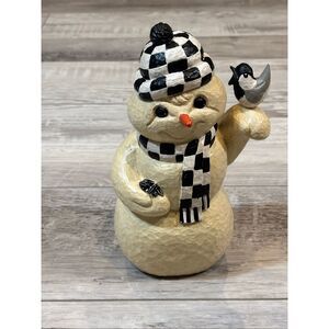 Vintage Rodney Leeseberg House of Hatten Snowman Figurine with Bird 1999